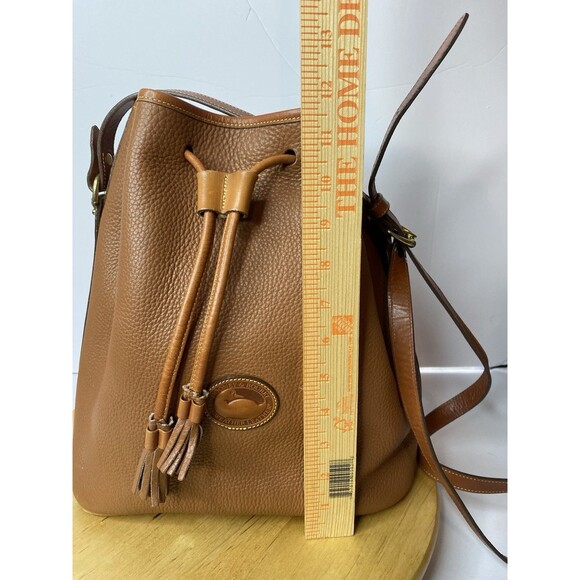 Dooney Bourke Large Leather Boho Bucket Bag Brown Tan Drawstring Crossbody - Picture 13 of 16